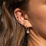 3Pcs Star Paved 5A Cubic Zirconia Bar Stud Earrings Gold Plated 925 Sterling Silver Ear Cartilage Studs