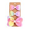 3Pcs/Set Grosgrain Ribbon Hair Bow Attractive Striped Hairgrip Gradient Rainbow Girls Hair Clips Set for Baby Girl