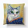 45*45Cm Linen Pillowcase Home/Hotel Office Cushion Covers Cat Cute and Fresh Lumbar Pillow Car Backrest