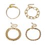4Pcs/Set Hips Hops Chunky Thick Miami Curb Cuban Bracelets Bangles Punk Metal Twisted Rope Chain Bracelet Jewelry Gift