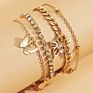 4Pcs/Set Ladies Beach Rhinestone Butterfly Metal Chain Anklet Suitable for Party Wedding Jewelry Gifts