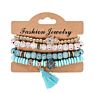 4Pcs/Set Multi-Layer Natural Stone Bead Bracelet Mix Pendant Tassel Bracelet Set for Women