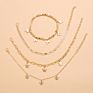 4Pcs/Set Multilayers Handmade Beads Lightning Charm Ankle Bracelet Sandal Pig Snout Chain Butterfly Star Anklet Set