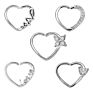 5Pairs/Set Stainless Steel Heart Shaped Piercing with Zircon Earring Cartilage Ear Studs Lip Tragus Daith Body Piercing Jewelry