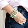 6/8/10Mm Raw Amazonite round Abacus Beads Stone Bracelet Gold Leaf Silver Cross Bracelet