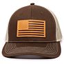 6 Panel Leather Patch Logo Mesh American Flag Trucker Hat