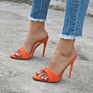 769-1 European and American Women Pure Color Pointed Toe Thin Heel Women's High Heels Club Sandals Casual High Heels