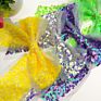 8 Inch Large Yellow Cheer Hair Bow Sequin Ribbon Bows Hairpins with Alligator Clips Hair Accessories
