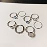 8 Pcs/Set Leaves Flowers Star round Gold Ring Moonstone Gemstone Solitaire Engagement Rings