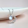 925 Sterling Silver Moon and Star Pendant Necklace Chain Charm Women Moonstone Necklaces Jewelry
