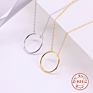 925 Sterling Silver Necklaces 14 K Gold Solid Choker Charm Design Women Minimalist Chain Necklaces Ring round Gold