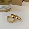 9 Sizes Polished Wide Thin Gold Rings Titanium Steel Geometric Rings for Women round Circle Minimalist Ring