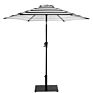 9Ft Garden Outdoor Manual Tilt round Patio Umbrella, Black and White Stripe Fabric