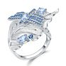 Abiding Swiss Blue Topaz Natural Gemstone Girls Jewelry Wedding 925 Sterling Silver Leaf Shape Rings