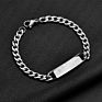 Acceptable Engraved Letter Stainless Steel Bracelet Gold Silver Black Name Plate Men's Link Chain Bracelet Diy