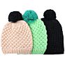 Acrylic Handmade Cable Knit Faux Fur Pom Pom Beanie Fleece Lined Hat