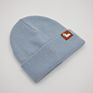 Acrylic Knitted Men Cuffed Plain Beanie Hat with Leather Patch Label