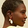 Adjustable Female Ear Cuff Brass Wire Natural Freshwater Pearl Clip on Earrings