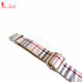 Adjustable Nylon Pet Dog Collar with Leash Harness, Classic Scottish Beige Plaid Pattern Designed