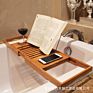 Adjustable Retractable Tray Bath Bathroom Bamboo Extendable Bathtub Storage Bath Tray with Phone Holder Switch Stand