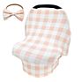 All in 1 Breastfeeding Covers Baby Bow Headband Set Elastic Baby Car Seat Cover Mom Nursing Cover