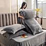 American Style Fleece Light Gray Velvet 4Pcs Bed Set