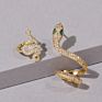 Animal Ear Clip Gold Snake Earrings Retro Ear Bone Crystal Snake Shaped Stud Earrings for Women