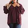 Arrivals Autumn Solid Dot Jacquard Knit Chiffon plus Size Women's Blouses