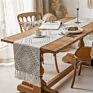 Arrivals Christmas Nordic Farmhouse Party Table Decoration Handmade White Stripe Woven Jacquard Dining Table Runner