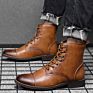 Autumn and Martin Boots Big Size Pointed Retro Leather Boots High Top British Casual Men's Shoes