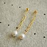 Autumn Jewelry Link Chain Freshwater Pearl Drop Earrings Korean Elegant Women Hollow Chunky Link Chain Pearl Earrings