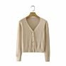 Autumn Korean Version V-Neck Solid Color Top Split Color Ladies Jersey Sweater Vintage