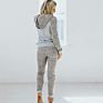 Autumn Ladies Gray Leopard Print Hoodie and Joggers Suits 2 Piece Set Tracksuits for Women