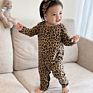 Autumn Newborn Infant Toddler Boys Girls Clothes Casual Leopard Long Sleeve O-Neck Knitted Cotton Baby Jumpsuit