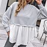 Autumn Peplum Style Sweatershirt Ruffles Blouse Causal Elegant Women Shirt