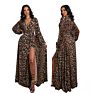 B3111 Casual Leopard Print V-Neck Ladies Long Dress Nightclub Skirt