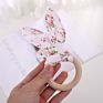 Baby Boy Bunny Ear Teether Safe Organic Wood Teething Ring Baby Teething Toys