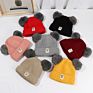 Baby Double Layer Velvet Warm Cute Unisex Knitted Beanie with 2 Pom Pom