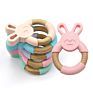Baby Easy to Hold Cute Animal Shape Wood Teether Rabbit for Bunny Teether Toy