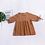 Baby Girl Baby Pure Color Bow Sleeve Pleated Skirt Dress