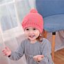 Baby Girls Warm Pom Beanie Side Bow Kids Knitted Hat Warm Windproof