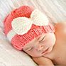 Baby Knitted Hat with Color Matching Bowknot Hat, Baby Warm Cap