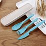 Baby Travel Cutlery Portable Japanese Wheatgrass Knife Fork Spoon Cutlery Box Student Kitchen Cutlery Set
