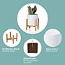Bamboo Small Plant Stand with Cylinder Matte Ceramic Planter