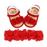 Barefoot Newborn Infant Shoes Toddler Flowers Prewalker Headband Kids Pu Soft Sole First Walker Baby Girls Sandals Floral