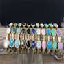 Bd-E1812 11 Kinds Stone Bangles ,Golden Bangles Fine Jewelry for Women Party Gifts,Faceted Oval Beads Charm Bangles