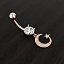 Beach Gold/Silver Plated Stainless Steel Body Piercing Jewelry Women Star Crystal Moon Pendant Belly Button Rings Barbell