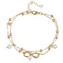 Beach Jewelry Boho Double Layers Beaded Chain Pearl Infinity Love Eight Charm Barefoot Anklet Ankle Bracelet