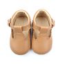 Beibeinoya Soft Leather Toddler T Bar Pram Shoes with Stripe Dress Baby Shoes
