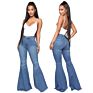 Bell Bottom Stretch Jeans High Waist Button Slim Women Jeans Flare Pants